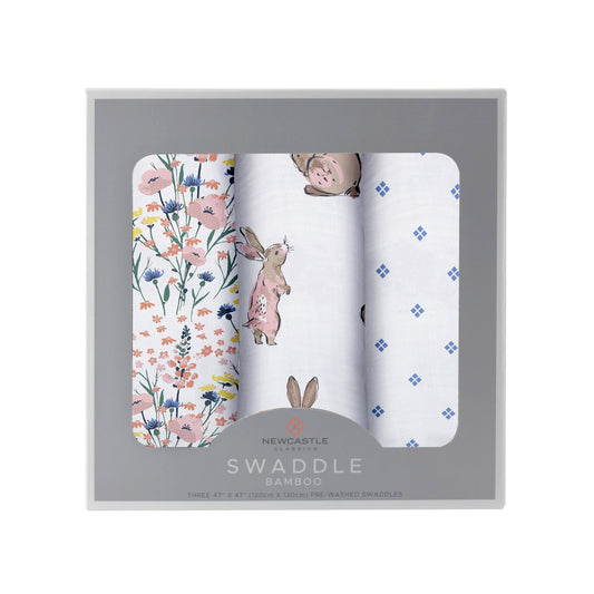 Grow With Love - Lot de 3 langes en bambou motif à fleurs sauvages