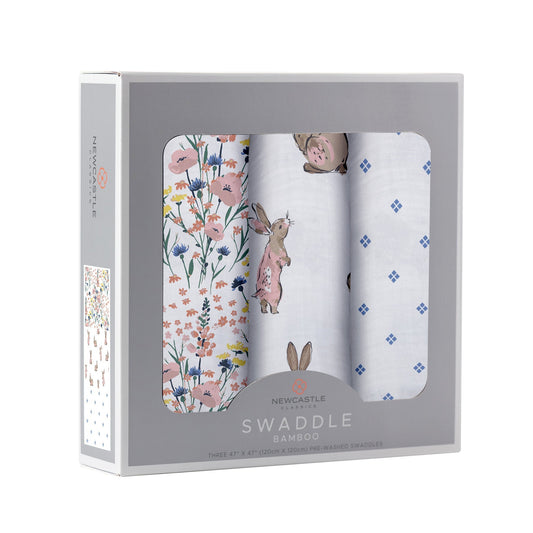 Grow With Love - Lot de 3 langes en bambou motif à fleurs sauvages